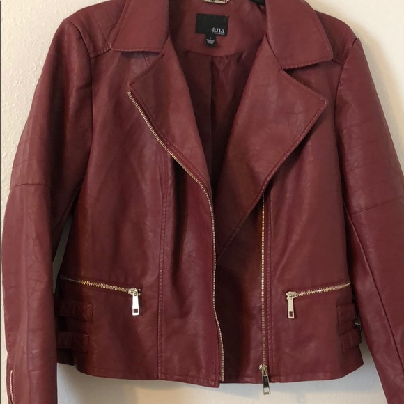 a.n.a Wine Faux Leather Moto Jacket NWOT - Picture 6 of 8
